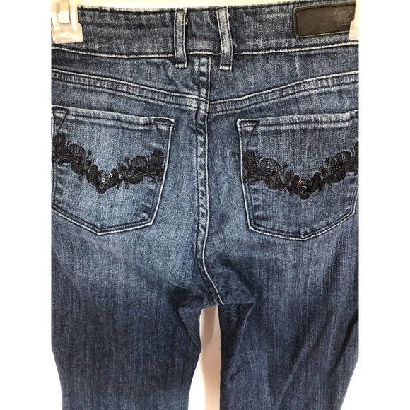 Liz Claiborne Secretly Slender Bootcut Blue Jeans black lace on Pocket Size 2P - Picture 5 of 12
